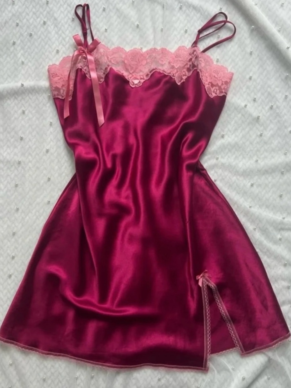 Vintage Y2K 2005 Victoria’s Secret Angels Pink Lace Trim Slip Dress
